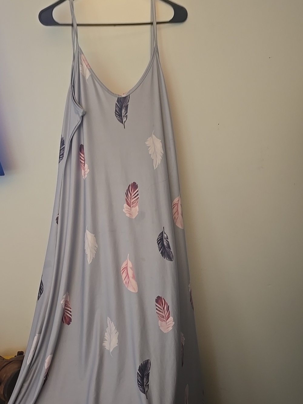 Light Gray Feather-Print Slip Dress - Women